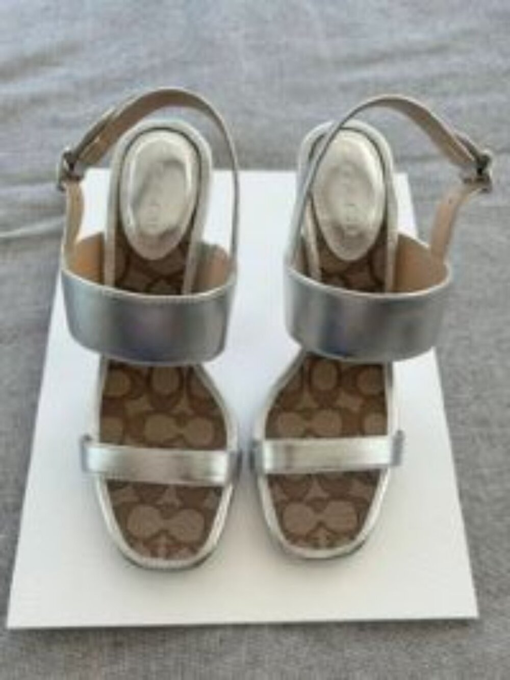 COACH Metallic Silver Heeled Sandals – Size 8 - Picture 3 of 16